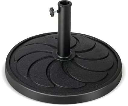 GOPLUS parasollstativ, paraplyställ för paraplystavar 38 mm/48 mm, parasollstativ φ 54 cm, parasollfot 18 kg, marknadsparaplystativ av harts och rostfritt stål, balkongskärmstativ svart
