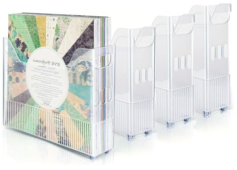 Cobenga 4 piezas de almacenamiento de papel para álbumes de recortes con ruedas, contenedor de almacenamiento portátil de plástico para papel de 12 x 12 pulgadas, organizador de archivos portátil