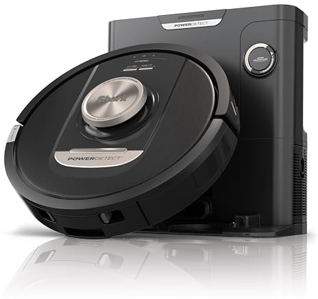 Shark PowerDetect Robot Vacuum with 60-Day Self-emptying Base - Anti-odour - For Carpets, Hard Floors and Pet Hair - 3D LiDAR Navigation - Wi-Fi / App - Odour Cartridge and 2 Brushes Incl. - Black
