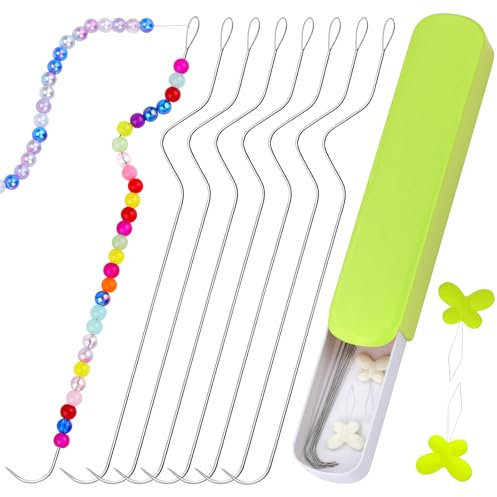 8 Stück Gebogene Perlennadeln, Perlennadel Set Nadel Zum Perlen Auffädeln, Edelstahl Nadel mit Box, Perlennadeln Zum Auffädeln Von Perlen Für Handwerk Und Schmuck Herstellung