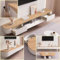 XDXINY TV-Hängeschrank aus Massivholz, für Wohnzimmer, Zuhause, Couchtisch, TV-Schrank, 140, 160, 180, 200, 220, 240 cm, Fernsehergestell Fernseher (weiß/braun, 140 x 20 x 24 cm)