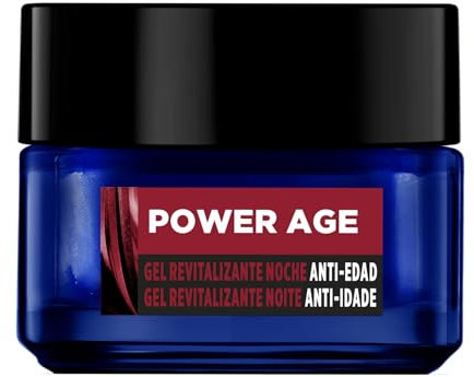 L'Oréal Men Expert Power Age Gel rivitalizzante di notte per gli uomini Anti-Età e Anti-Rughe, potenziato con acido ialuronico