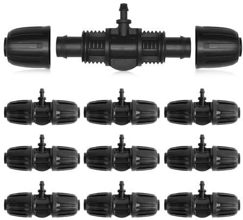 Micro Drip T-stück Schlauch Verbinder mit Widerhaken 1/2 Zoll bis 1/4 Zoll 10Stk Gartenbewässerung Barbed Tee t-anschluss Anti-drop Kunststoff Reduzier Connector 13/16mm bis 4mm ID Rohre