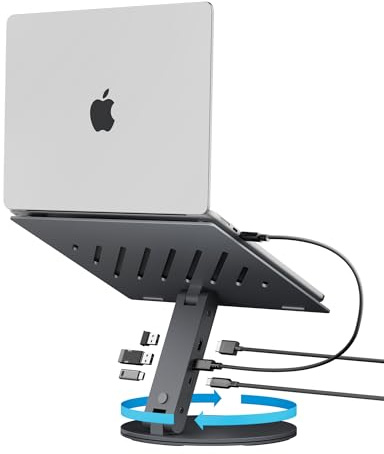 Spigen ArcDock Supporto PC Portatile Hub 6-in-1, Docking Station [Cavo incluso] HDMI 4K60Hz, USB-C & A 3.0 Compatibile con Laptop & Tablet Fino a 15.6, MacBook iPad Pro Air Neo A16 M2 M3 M4 M5