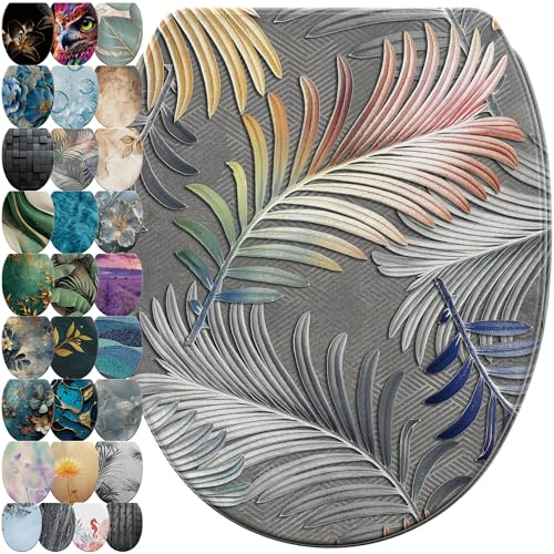 Sanilo WC Sitz mit Absenkautomatik & Schnellverschluss, Toilettendeckel per Knopfdruck abnehmbar, einfache Montage von oben (Farn)