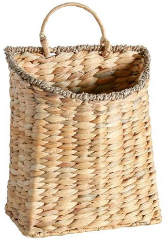 Woven Hanging Wall Basket, Rattan Wall Basket Planter, Front Door Hanger Basket Wreath for Plants,Outdoor Wicker Baskets for Wall,Door Baskets for Flowers Front Door Decor,8.6 D x 5.1 W x 11.6 H