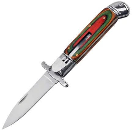 Couteau de poche Tanto - Petit couteau pliant Edc - Manche en bois tranchant - Multicolore - M390 - Lame en acier - Mini couteau forgé léger avec clip de poche - Couteau de chasse - Couteau de chasse