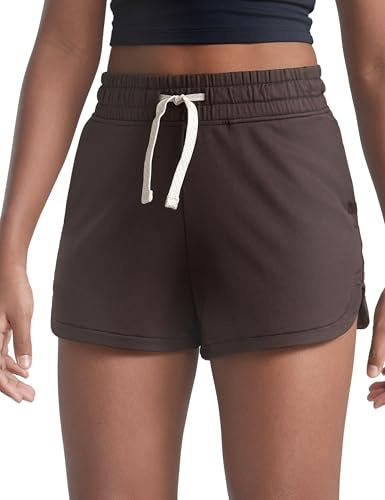 CRZ YOGA Girls Cloud Jersey Dolphin Sweat Shorts Hot Fudge Brown S