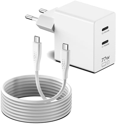 KFD Ladegerät für Nintendo Switch-2 GaN PD-Schnellladung für Steam Deck OLED Lite ROG Ally 77W 65W 60W 45W 40W Handheld Konsole Ladekabel Netzteil Typ C Wandladegerät für Switch Zubehör mit 2 Port