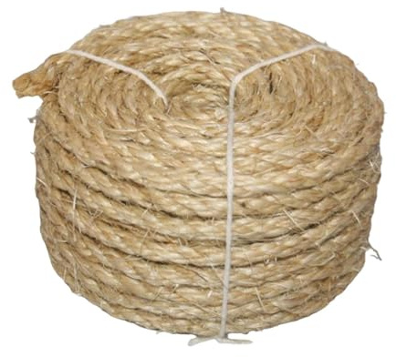 rongweiwang Tiragraffi per gatti in corda di sisal intrecciata, corda di canapa resistente fatta a mano per animali domestici, 6 mm x 15 m, Colore lino, 6mmx50m
