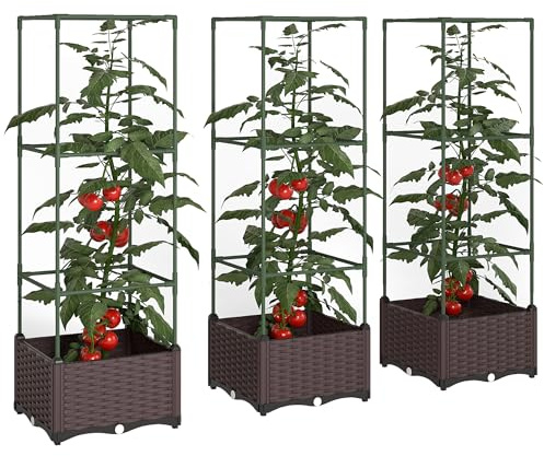 Outsunny Hochbeet mit Rankgitter Pflanzkasten 3er Set 40 x 40 x 125 cm