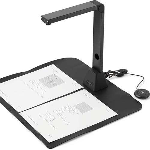 Gtremulent Dokumentenscanner A3 Scanner 22MP: OCR für 130 Sprachen USB Dokumentenkamera mit 4 LED für Schule Büro Archiv Homeoffice