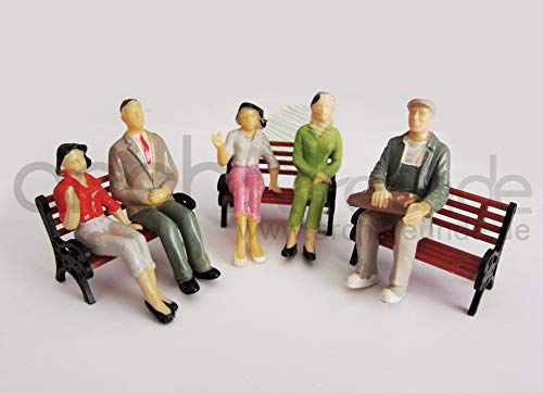 Archifriends 8 x modellfigurer, sittande, handmålade, för modellbygge 1:25, spår G, utan bänk!