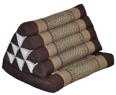 Wilai Kapok Thaikissen, Yogakissen, Massagekissen, Tantrakissen, Sitzkissen, Strandkissen, Meditationskissen - Braun/Beige (Dreieck mit Einer Auflage 52x35x45)