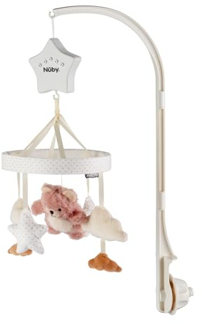 Nuby Biscuit el Osito - Móvil Musical para Bebés - Brazo ajustable que se adapta a todas las cunas - Sonidos relajantes