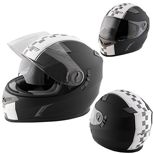 Casque intégral de moto A de Pro, casque de scooter, pare-soleil à l'intérieur du casque - Noir - Taille S