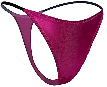 SilRiver Damen Seidensatin Sexy Spitzen Unterwäsche Tanga Höschen G-String & T-Back, Rose Violett, L