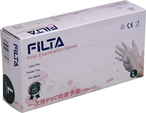 Non Sterile Hygenic Disposable Clear Vinyl Gloves - Powder Free Latex Free 100pcs (Large)