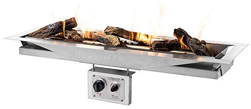 MANIA Feuertisch Einbaumodell für den Garten - Gas Feuerstelle ohne Rauch, Funken, Glut & Asche - Gaskamin Outdoor mit 17,5 kW rechteckig 99 x 32 x 24 cm - Gasfeuerstelle Terrassenkamin Kaminfeuer