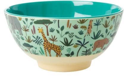 Medium Melamin Schüssel - Grün - Jungle Animals Print