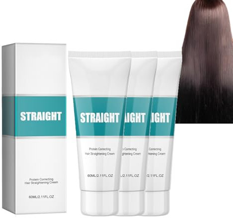 Dyceittdia 3pcs Haarglättungscreme, Hair Straightening Cream, Protein-Glättungscreme, Glättet krause Splissstellen, Haarglättungs-Creme, 3pcs*60ml, hair