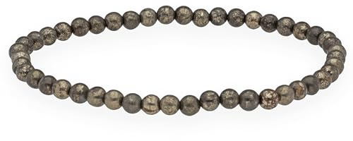 Lebensquelle Plus Pulsera de bolitas pequeñas | 4-5 mm | Pulsera de piedra preciosa superior, 19 cm, flexible (Pirita)
