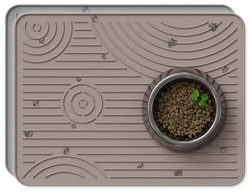 Wingcases Katzenklo Matte, 40x30cm Silikon Katzenstreu Matte, wasserdicht und BPA-frei Katzenstreumatte, rutschfeste Katzenmatte Katzenklo Unterleger, Leicht zu Reinigen (Beige)