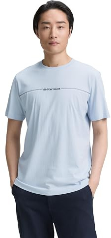 TOM TAILOR Camiseta Estampada para Hombre 1037803, 13302 - Light Metal Blue, M