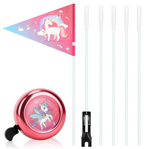 2 stycken enhörningscykelklocka barn säkerhetsvimplar barncykel flagga ringklocka cykel vimplar reflekterande för barncykel tillbehör flickor