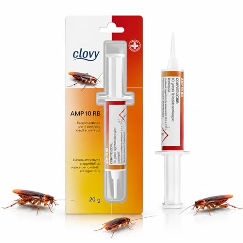 Clovy Gel Scarafaggi 20g, Repellente per Insetti Potente Pronto all’uso, Attira Blatte Fino a 1 Metro, Azione Rapida per Ingestione e Contatto, Elimina la Colonia in 5 Giorni