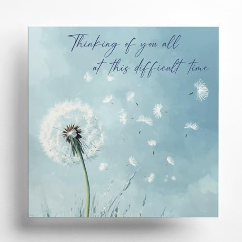 Dandelion With Sympathy Card - Watercolour Style with Sentimental Message Inside - Includes Blue Coloured Envelope