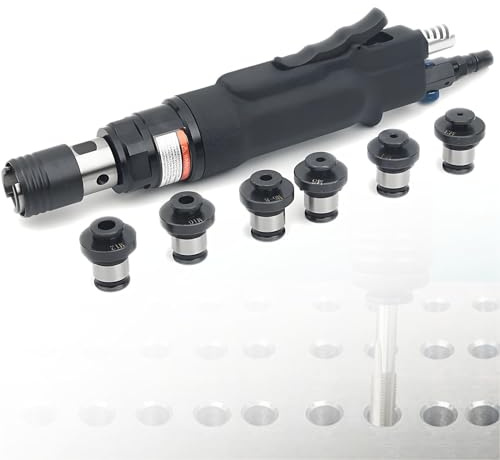 SHENGSHIYU Filettatrice Sfiato Orientabile 360° | Pressione 6-8 Bar | velocità Regolabile 400 Giri/min | Filettatrice Pneumatica Professionaleper Componenti Macchinari 6 Mandrini M3-M12