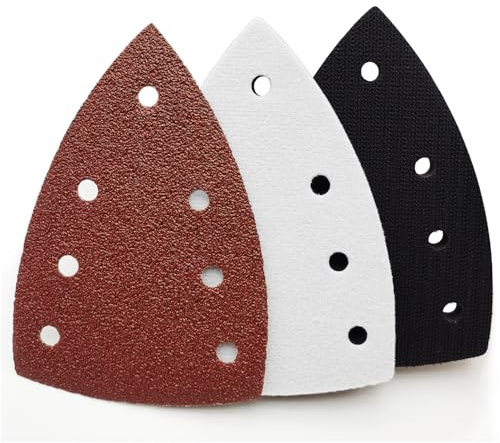 FOWOK 4 x 5.9 50Pcs Mouse Sanding Paper and 2Pcs Sanding Pads Fits DTS 400 REQ Sander Heavy Duty Hook & Loop Sandpaper for Detail Sanders -FSD52