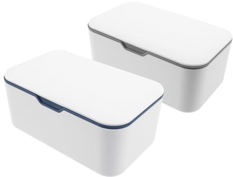 MAGICLULU Boîte Distributrice de Lingettes Humides en Plastique Bleu, Lot de 2 Pièces, Pratique et Étanche pour Bébé, pour Voyage et Usage Extérieur