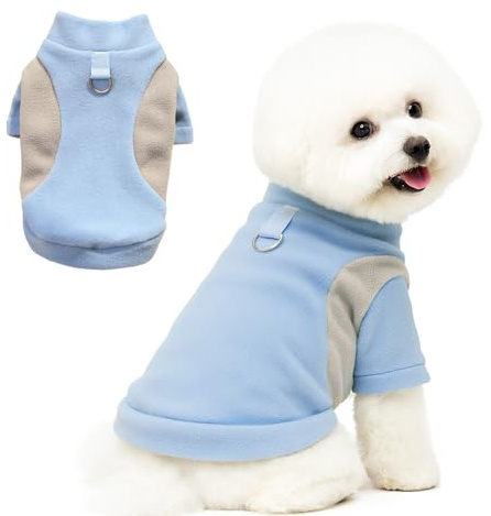 Yoolhamy Ropa para perros pequeños, suéter de invierno para perros pequeños, traje cálido de forro polar con anillo en D, abrigo suave para mascotas, chihuahua, schnauzer, shih, tzu, yorkie, bulldog
