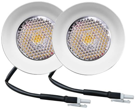 eufeifeiegds Lot de 2 lampes for hotte cuisinière, trou 25 m, 1,5 W, 12 V CC, LED, éclairage d'armoire, connecteur EL, mini lampe encastrée = 15(Warm White 3000K,EL CONNECTOR_NO)