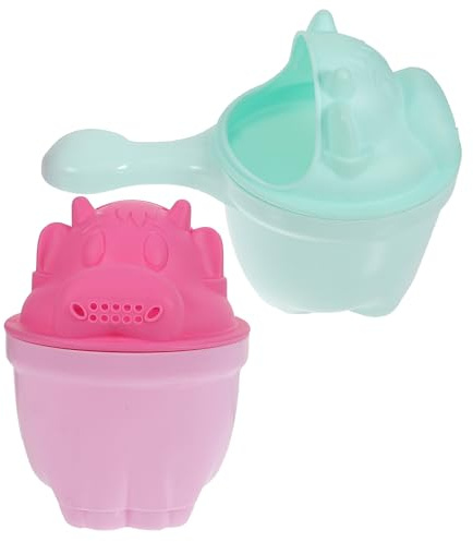 VILLFUL 2pcs Cartoon Shampoo Rinser Washing Cups for Boys and Girls with Wear Resistance and Break Resistance, Made of Sturdy Pp and TPE Materials, Shower Accessory for Baby Bath Time