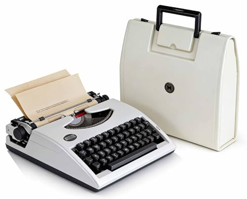 LBLFEBD Vintage Portable Manual Mechanical Typewriter | Classic Retro Working Typewriter with Carry Case, Gift for Writers, Letter Writing & Vintage Home Decor White