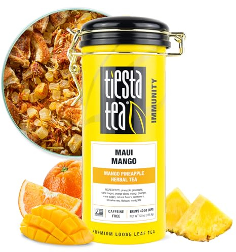Tiesta Tea Maui Mango, Mother's Day Loose Leaf, Mango Pineapple Herbal Tea, Premium Non-Caffeinated Fruit Blend, Makes Hot or Iced & Brews Up to 50 Cups, 5.5 Ounce Refillable Tin