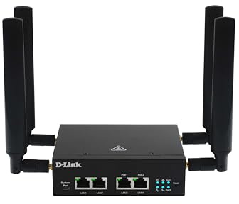 D-Link DWM-314-GP 5G M2M VPN-router med PoE, robust industriell 5G NR-router, Dubbla SIM, IoT-gateway, fjärrövervakning, SA, NSA, 4G LTE Cat 19, 4 GbE-portar, OpenVPN/WireGuard-klient, 48-57V DC