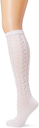 Lusana Chaussettes de costume traditionnel Sophie pour femme, Blanc (26)., 36/38 FR