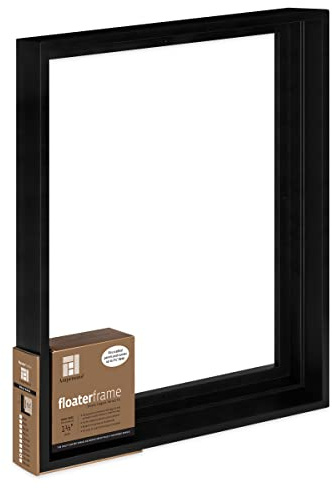 Ampersand Art Supply Floaterframe | 16x20 | 1 1/2 Depth | Bold Style | Hardwood Floating Frame in Black Finish for Canvas, Wood Panels & Artwork