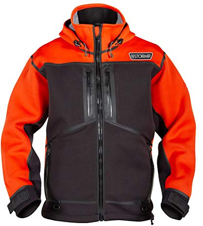 STORMR Men's Strykr Neoprene Waterproof Windproof Fleece Interior Insulated Fishing Jacket, Orange, Small
