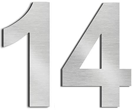 nanlyiau 2pc 3in/7.5cm numeros adhesivos números de casa numeros numeros casa exterior numeros adhesivos de acero inoxidable 304(3in number 14)