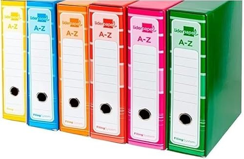 Archivador 2 anillas A4 con caja – archivadores de colores vivos | Lomo Ancho, Alta Capacidad, Ideales para Oficina, Hogar y Estudiantes – OFFICEPAPER (PACK 6 archivadores)