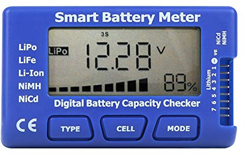 Medidor de batería, 5 en 1 medidor de celdas inteligente Comprobador de batería digital para LiPo/Life/Li-ion/NiMH/NiCd