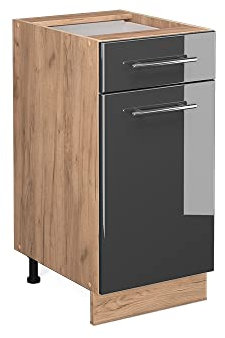 Vicco Küchenunterschrank Fame-Line, Anthrazit Hochglanz/Goldkraft Eiche, 40 cm ohne Arbeitsplatte