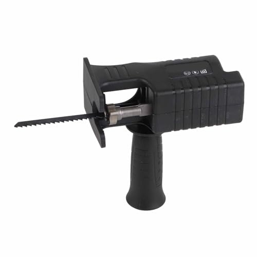 Adaptador de Taladro Eléctrico a Sierra Recíproca, Accesorio Portátil con 3 Hojas de Sierra, para Corte de Madera, PVC y Árboles, con Protector de Seguridad (Negro)