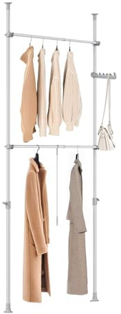 SoBuy Telescopic Appendiabiti da Terra, Robusto Stand Appendiabiti con Aste, Armadio Aperto Regolabile per Camera da Letto, Porta Abiti Grigio FRG109-II-HG