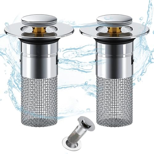 Bodenablauf Filter Aus Edelstahl 2 Stück Abflussstopfen Mit Sieb Waschbeckenstöpsel Universeller Abfluss Haarfänger für Badezimmer Und Küchen Spülbecken Abflussstopfen für 34–40 Mm Abflussrohre